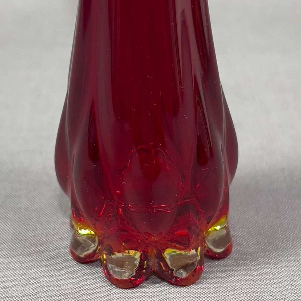 Vtg Fostoria 1229 Ruby Red Heirloom Art Clear Glass Bud 6" Vase 60s Glows - Picture 15 of 16